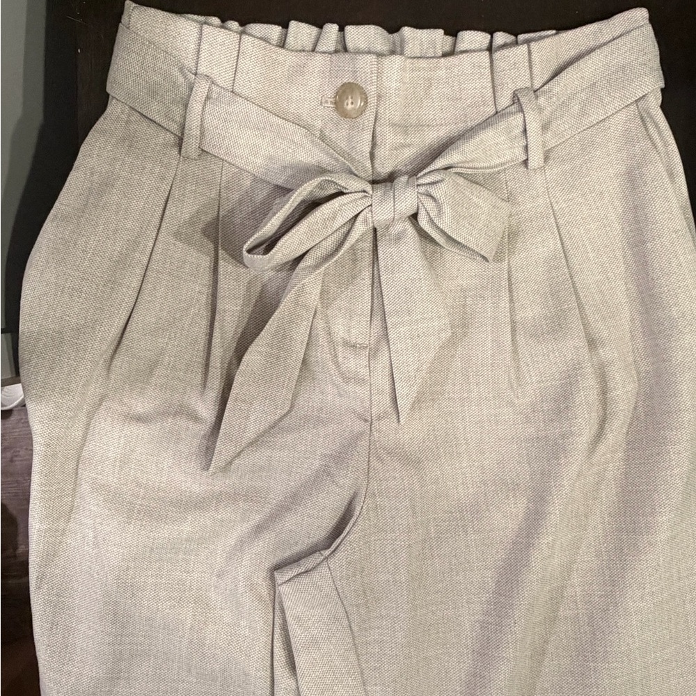 LOFT Gray Tie-Waist Pants